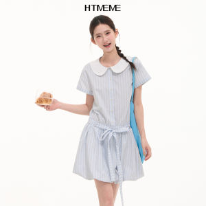 HTMEME | Sweet Campus Style Peter Pan Collar Stripe Dress