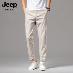 Jeep tinh thần của nam giới Quần giản dị mỏng bằng cotton nguyên chất ống đứng dáng rộng tay áo quần tây quần dài quần ôm sát nam