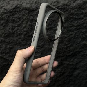 Samsung Galaxy S25 Ultra S24 Full Cover Anti-Fall Titanium Grey Metal Large Hole Transparent Silicone Soft Edge Frosted Skin Feel for Men