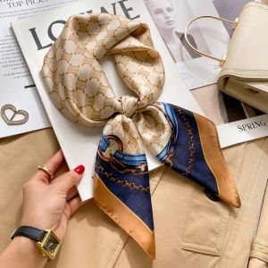 New summer thin and simple scarf for women versatile faux silk 70cm square scarf decorative neckerchief