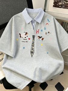 Layered Style Fashion Boys Polo Shirt Loose Fit