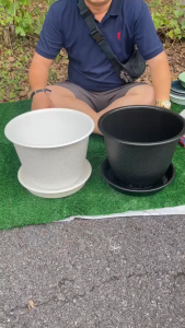 กระถาง 12" ลายสานถ้วยจีน มีจานรองน้ำ