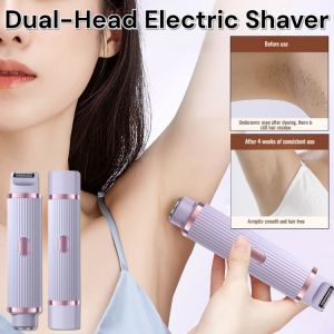 Dual-Head Electric Shaver Mini Epilator Electric Hair Shaver Women Body Facial Hair Remover Rechargeable Bikini Trimmer