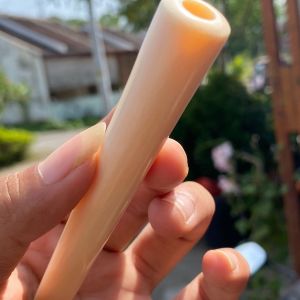 pipa GG asli lokal panjang 12cm bulat bening bahan merah Cristal asli