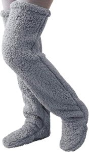 Thigh High Socks Over Knee Fuzzy Stocking Legging Boot Plush Leg Warmers for Office Living Room Women Kids