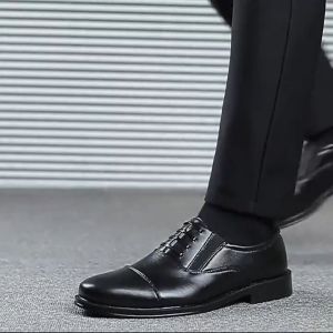 Korean Mens leather shoes fashion slip on casual leather shoes for men Formal shoes Business shoes for men wedding shoes