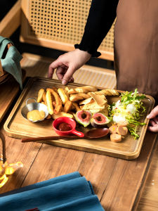 จานสี่เหลี่ยม จานใส่อาหารสำหรับธุรกิจอาหาร จานใส่ขนมจีน จานใส่เครื่องดื่ม ขนาดเล็ก ทำจากไม้ ใช้ได้นาน