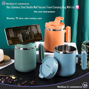 16oz Stainless Steel Double Wall Vacuum Travel Camping Mug With Lid