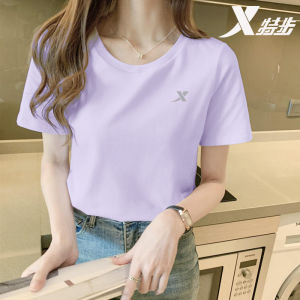 XTEP Womens Short Sleeve T-Shirt round Neck Thin Breathable Running Casual Sportswear Half Sleeve Summer Moisture Wicking Cotton