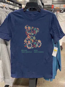 Áo Thun Cotton Tay Ngắn in Hình Gấu Hoạt Hình Đa Năng Cho Cả Nam Và Nữ Mùa Hè Thường Ngày Phong Cách Hàn Quốc Tay Ngắn Cổ Tròn