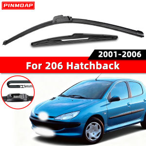 PINMOAP Suitable For Peugeot 206 Hatchback 2001-2006 Front And Rear Windshield Wiper Blade Kit With Seamless Silent Cleaning