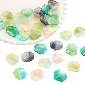 5Pcs 22x25mm Gradient Color 3D Lotus Leaf Glass Beads Pendants For DIY Earrings Bracelet Jewelry Making Findings Crafts Accessories
