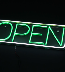 Signage OPEN Neon Flex on Akrilik Ukuran 48x17 cm Bisa Custom