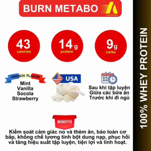 Sữa giảm cân Burn Metabo  - Sữa Whey Giảm Mỡ - túi 1KG - kèm muỗng. Tặng Găng tay thông minh
