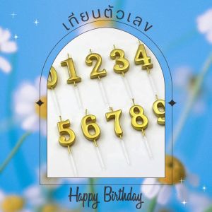 ใหม่!! เทียนตัวเลข เทียนวันเกิด 0-9 เทียนตัวเลขสีทอง/สีเงิน  Happy birthday เทียนไร้ควัน เทียนปักเค้กตัวเลข อุปกรณ์แต่งหน้าเค้ก สินค้าพร้อมจัดส่ง