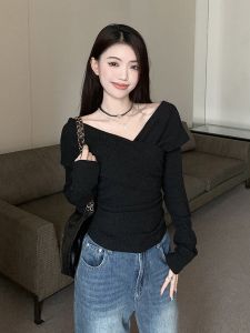 Áo Thun Nữ Tay Dài Ôm Vừa Vặn Gợi Cảm Hở Vai Cổ Chữ V Phong Cách Hàn Quốc Thu Đông Mới Về Pure Desire Hot Girl Không Đều