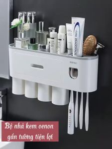 Bộ Nhả Kem Đánh Răng ECOCO/ ASWE Tự Động Kệ Để Đồ Phòng Tắm Cao Cấp Bộ Nhả Kem Đánh Răng Tự Động OENON - Kệ Treo Bàn Chải Lắp Đặt Dán Tường Gạch Men Kèm Cốc Hút Nam Châm dieulinhshop