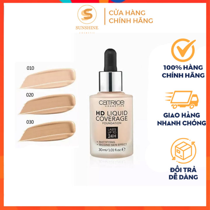 Kem nền Catrice HD ⚡[CHÍNH HÃNG]⚡ 24h cho da dầu mụn Liquid Coverage ...