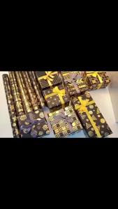 50x70cm Black Gold Christmas Gift Wrapping Paper with Snowflake Christmas tree Printed for Christmas New Year Celebration