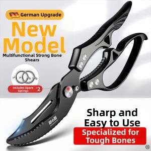 TINGLING | Black Titanium Stainless Steel Curved Kitchen Scissors