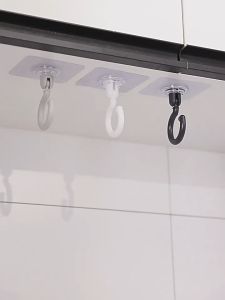 [5PCS]Ceiling Rotary Hook 360°/ Household Multifunction Adhesive Hook / Strong Self Adhesive Hooks / Kitchen Bathroom Wall Door Back Coat Hook