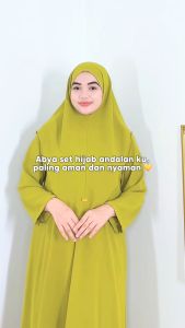 Abaya Set Hijab Bergo Crinkle Polos