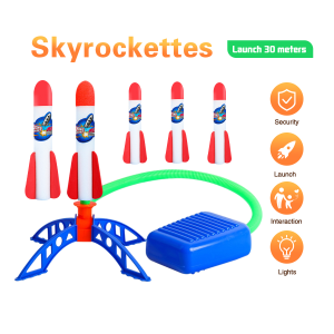 Luminous Foot Rocket Jump Air Rocket Flashing Flying Double Launcher Flying Toys Outdoor Boys Girls Games