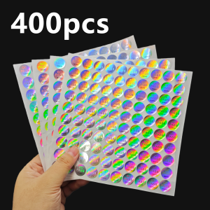 200/400pcs QC PASS Hologram Stickers with Black Random Numbers Shiny Laser Round Sticker for Quality Guaranteed Inspection