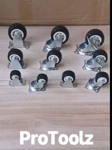 1.5-2Inch Durable Heavy Duty Casters Wear Resistant Black PVC Material Swivel Wheels Castors for Furniture Carts and DIY Tools