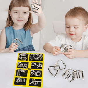 FinDee จิ๊กซอว์ปริศนา ลวดโลหะ ของเล่นฝึกสมอง สไตล์จีน สําหรับเด็ก และผู้ใหญ่ 8 ชิ้น Educational toy