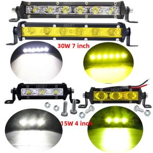 Đèn LED Thanh MOTO 4/7 Một Hàng Đèn Làm Việc Đèn Pha 15W/30W Đèn LED Mini Đèn Xe Máy Đèn 4X4 Offroad 12V 24V Màu Trắng Vàng