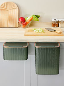 Wall-Mounted Trash Can Kitchen Bathroom Home Toilet Cabinet Door with Lid Kitchen Garbage Can Hanging Storage Bucket