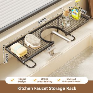 QINQI | Kitchen Organizer Stand Sink Dish Washing Drainage No Drill Storage Rack