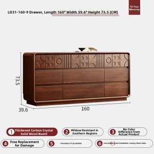 HESHIBOYA | Real Wood Mid-century Multi-purpose Drawer Cabinet