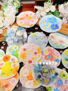 F27 Hirose Burnt Ceramic Underglaze 6 Inch Dessert Plate Dinnerware Individual Serving Plate Bone China Floral Patterned Plate