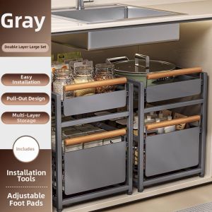 SHENFAN | Under Sink Drawer Storage Organizer Pull-out Shelf Racks