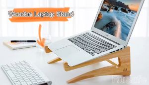 Solid Wood Universal Laptop Stand Cooling Bracket For 11-14.3 Inch Notebook Computers Detachable Wooden Holder Easy To Install