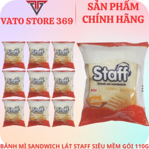 Bánh mì sandwich lát trắng STAFF siêu mềm gói 110g