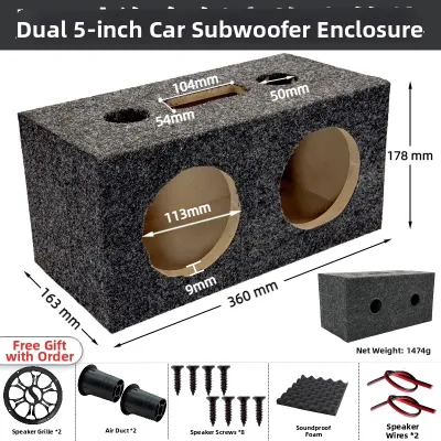 Car Audio Horn 5/6.5/8 Inch Speaker Wooden Box Passive Bass Cannon Body Square Pure Bass DIY Automobile Sound System