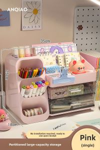 WEIAI | Book Organizer Bookend Shelf Desk Stationery Pencil Holder Student Storage Rack