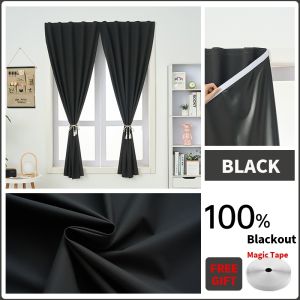 No Punch 100% Blackout Curtain With Magic Tape Curtain Full Shading For Window Living Room Bedroom