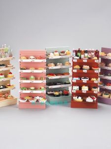 Miniature Mini Grocery Store Toy Shelf Snack Display Rack Dollhouse Accessories Food Playback Home Living Scene Static Model