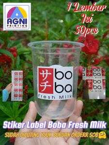 Stiker Boba Fresh Milk 1 lembar isi 50pcs bisa COD