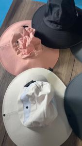 Women Ponytail Fisherman Hat Waterproof Sun Cap Pure Color Outdoor Travel Fishing Climbing Hiking Large Brim Bucket Hat Undefine