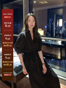 Gakee Official French Vintage Hollow out Black Shirt Womens Loose Long Sleeve Embroidered Shirt Breathable Cotton Casual Shirt