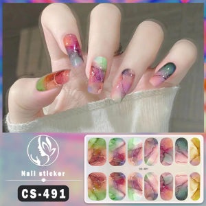 14 Tips Full Cover 3D Nail Stickers Marbling Magnetic Nail Art Sticker Full Nail Wraps DIY Manicure Nail Art Makin