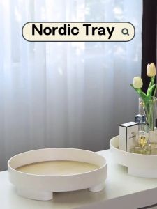 Ready Stock Nordic Style Round Rectangle Tray Home Living Ornaments Decoration Table Desk Storage Organizer Skin Care Jewelry Key Cosmetic Candle Perfume Modern Minimalist Wooden Cheap Large Capacity Space Saving Durable Porch Bedroom Bathroom Kitchen