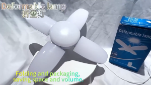 【New】 28W Foldable Fan Blade Bulb Indoor Various Scenes LED lights High Brightness Foldable Ceiling 4-Blade Fan LED Bulb Decorative Light 3-Blade/4-Blade Fan Light Led Light Fan Blade LED Bulb Indoor/Outdoor