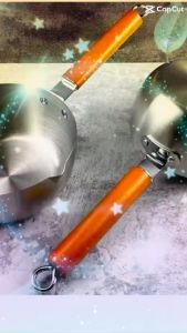 Chảo Inox 201 Cán Gỗ 20cm Đường Kính 22cm - Nồi Hâm Sâu Lòng 20cm Bằng Inox Cán Gỗ