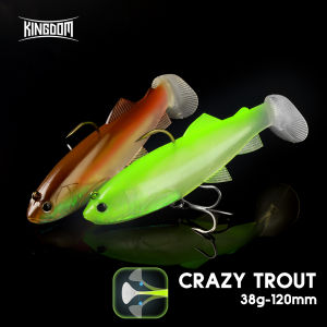 Kingdom Soft Bait 120mm 38g Lead Head SwimBait Sinking Sea Fishing Lure T Tail PVC Artificial Bait For Bass Tuna Fishing